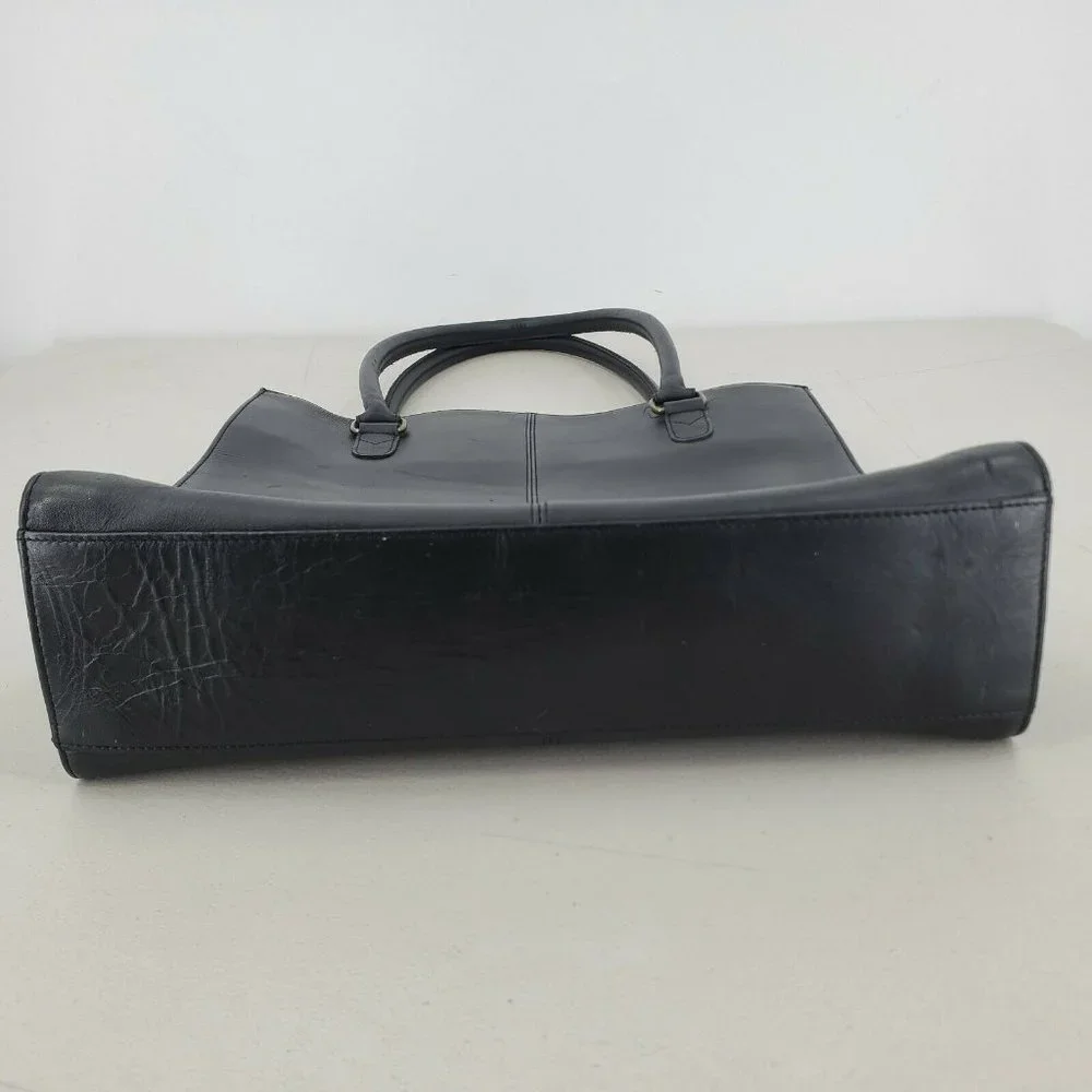 Eddie Bauer Black Leather Tote Bag